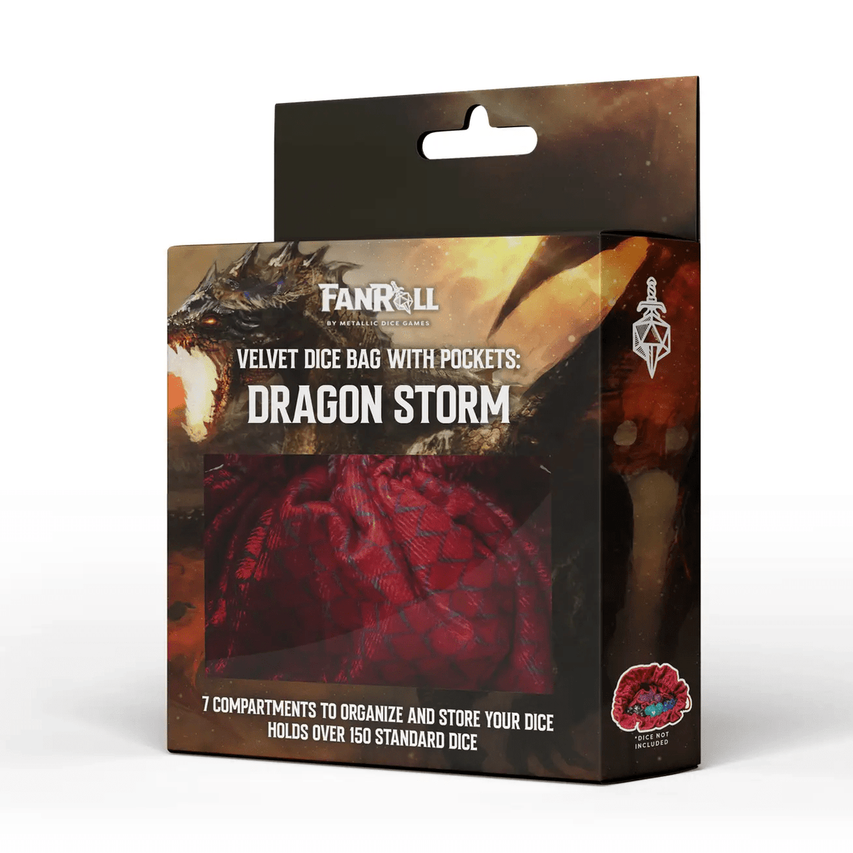 Dragon Storm Velvet Compartment Dice Bag: Red Dragon Scales - The Feisty Goblin Gamehouse -