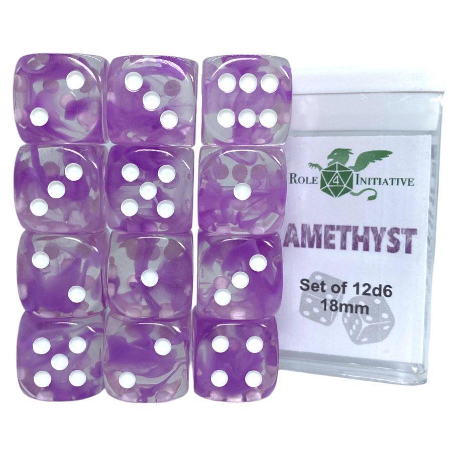 d6 Cube 18mm Diffusion Amethyst (12 count)