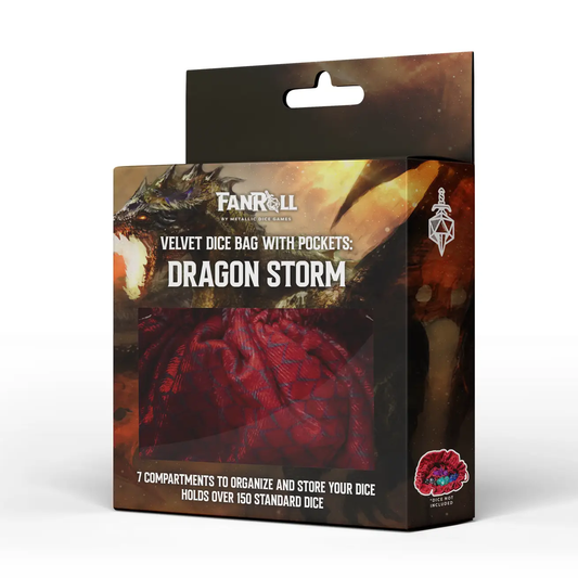 Dragon Storm Velvet Compartment Dice Bag: Red Dragon Scales
