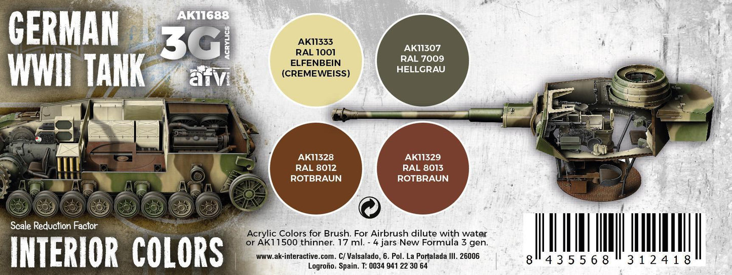 AK Interactive - 3G Special Set: German WWII Tank Interior Colors (4ct)