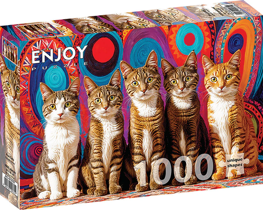 Enjoy Puzzle - Five Cats | 1000 Piece | AI Assistance