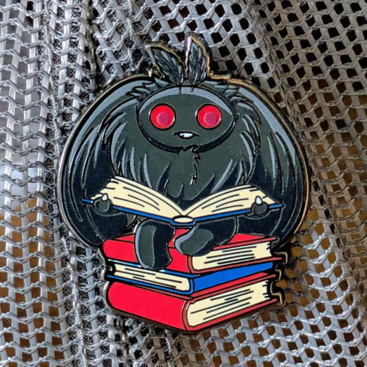 Mothman Reading a Book Enamel Pin - 1.5"