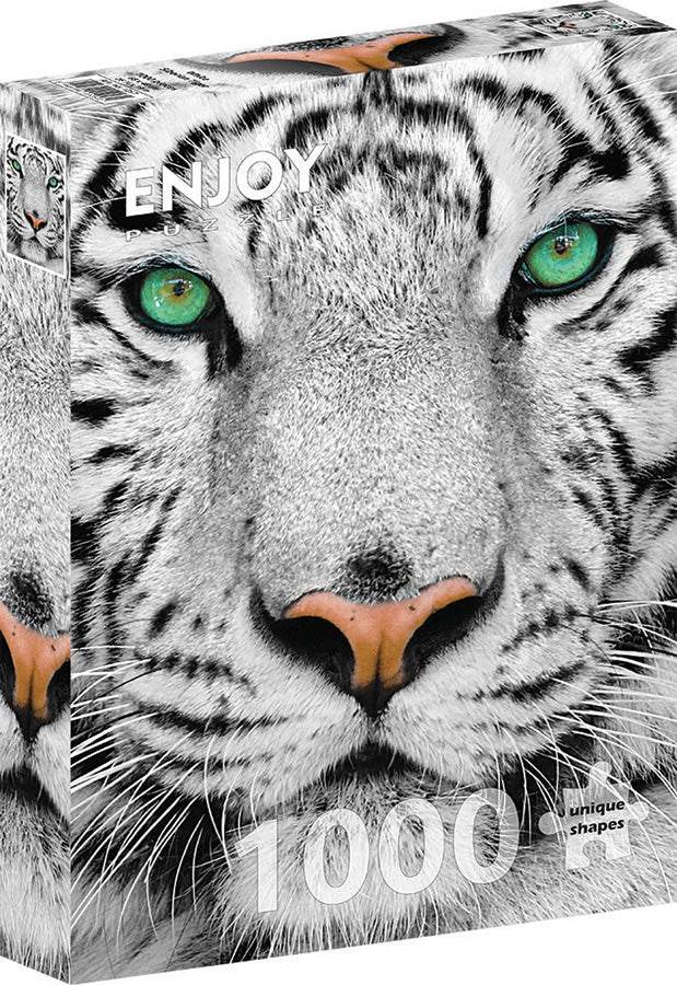 Enjoy Puzzle - White Siberian Tiger | 1000 Piece - The Feisty Goblin Gamehouse -