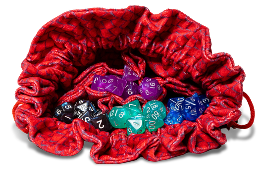 Dragon Storm Velvet Compartment Dice Bag: Red Dragon Scales