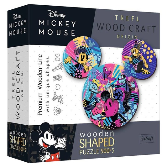 Trefl Wood Craft - Disney's Mickey Mouse Wooden Puzzle (500 + 5 Piece)