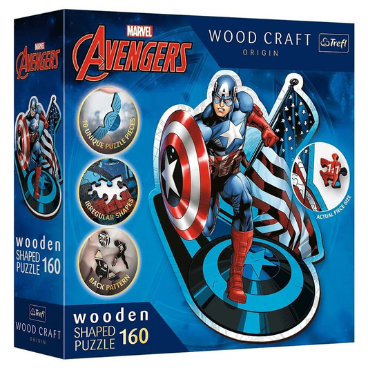 Trefl Wood Craft - Marvel: Fearless Captain America Wooden Puzzle (160 Piece)