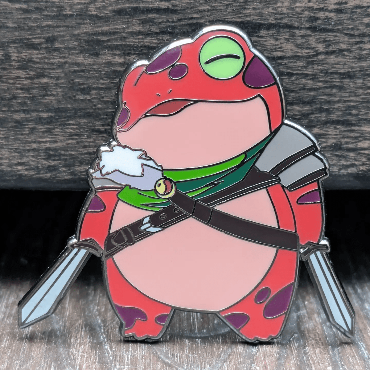 Fighter Frog TTRPG Hard Enamel Pin -1.5" - The Feisty Goblin Gamehouse -
