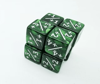 Foam Brain Games - Dice Set: +1/+1 Pearl Green Counters for Magic (Set of 8) - The Feisty Goblin Gamehouse -