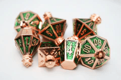 Foam Brain Games - Moonlit Lantern: Coppered Acidfire (Metal RPG Dice Set) - The Feisty Goblin Gamehouse -