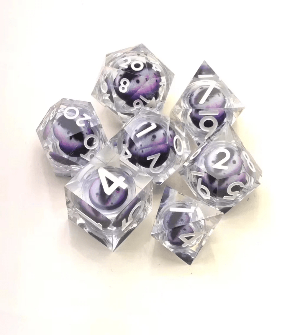 Foam Brain Games - Sharp Edge Moving Eye RPG Dice Set- Medusa's Gaze - The Feisty Goblin Gamehouse -