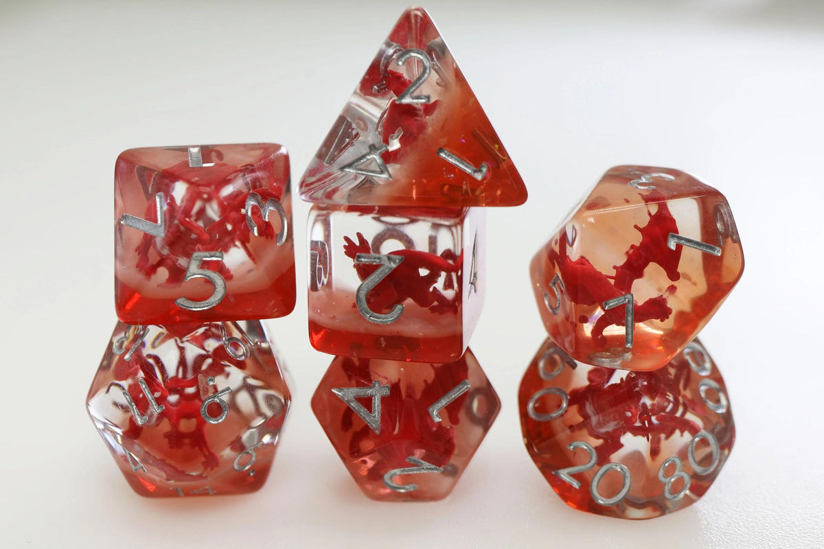 Foam Brain - Young Red Dragon RPG Dice Set - The Feisty Goblin Gamehouse -