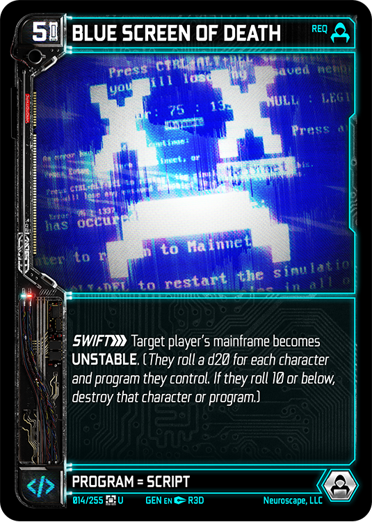 Neuroscape TCG - Blue Screen Of Death GEN-014 - The Feisty Goblin Gamehouse -