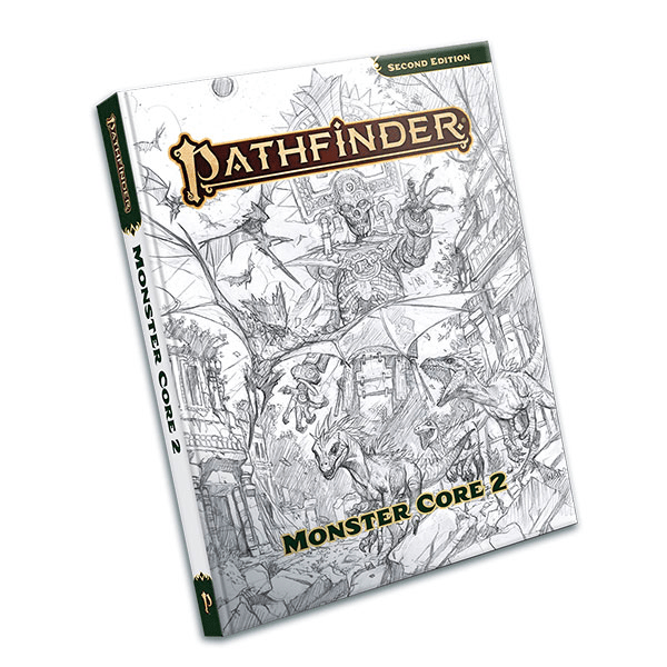Pathfinder RPG, 2e: Monster Core 2 Sketch Cover - The Feisty Goblin Gamehouse -