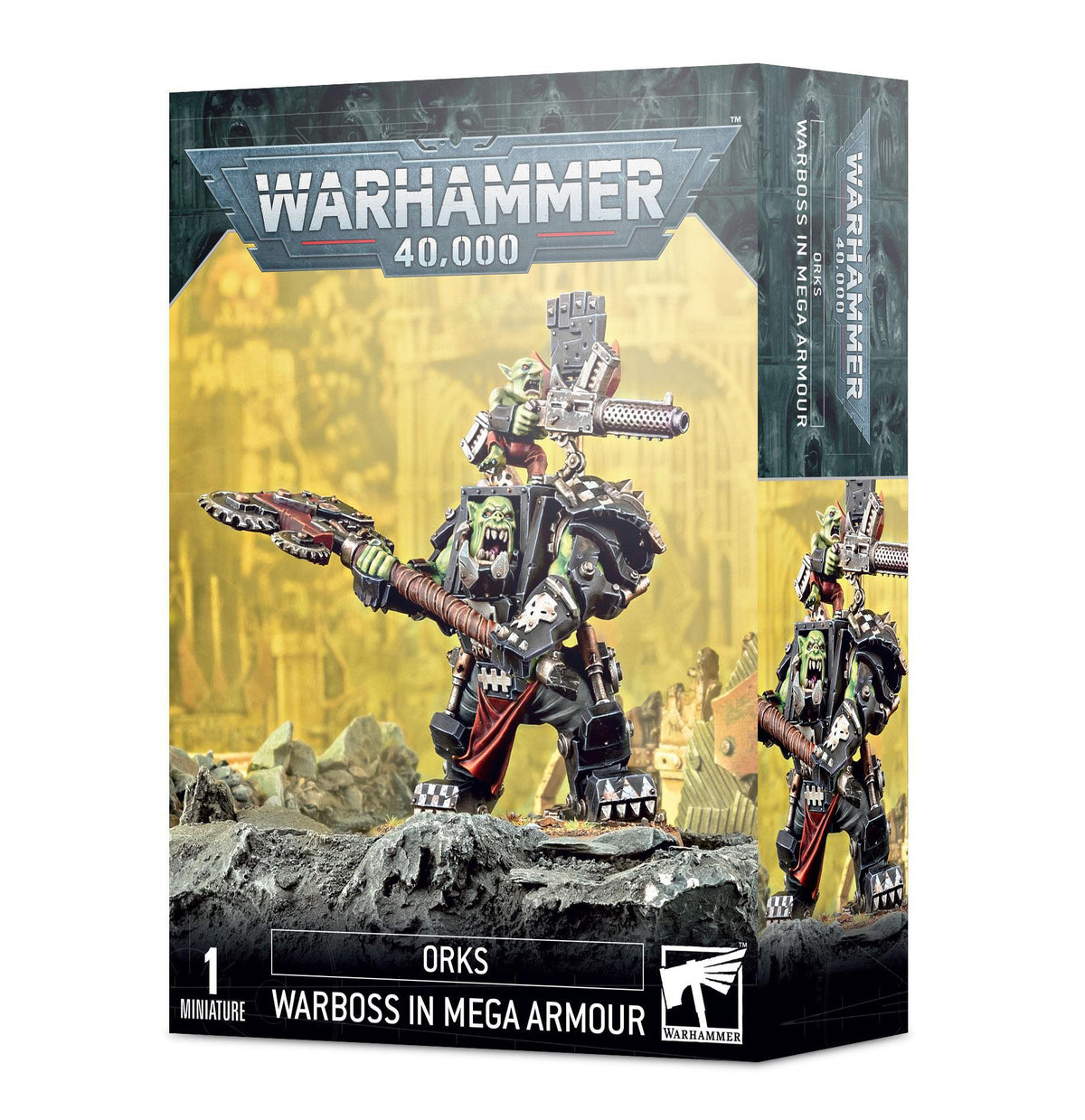 Warhammer 40,000 - Orks: Ork Warboss in Mega Armour - The Feisty Goblin Gamehouse -