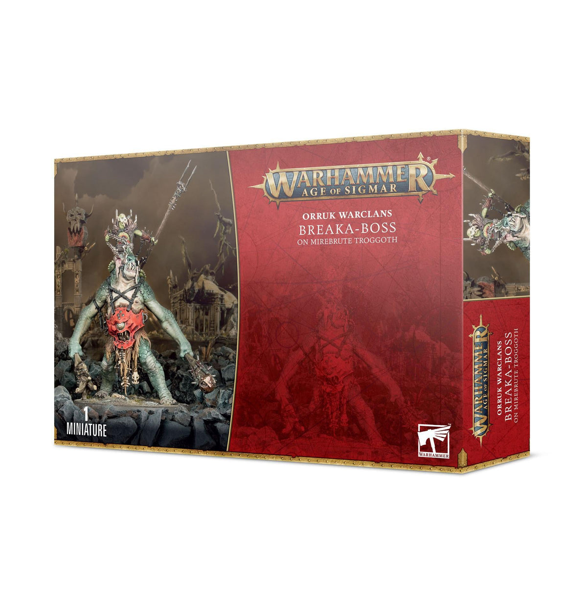Warhammer Age of Sigmar - Orruk Warclans: Breaka-Boss on Mirebrute Troggoth - The Feisty Goblin Gamehouse -