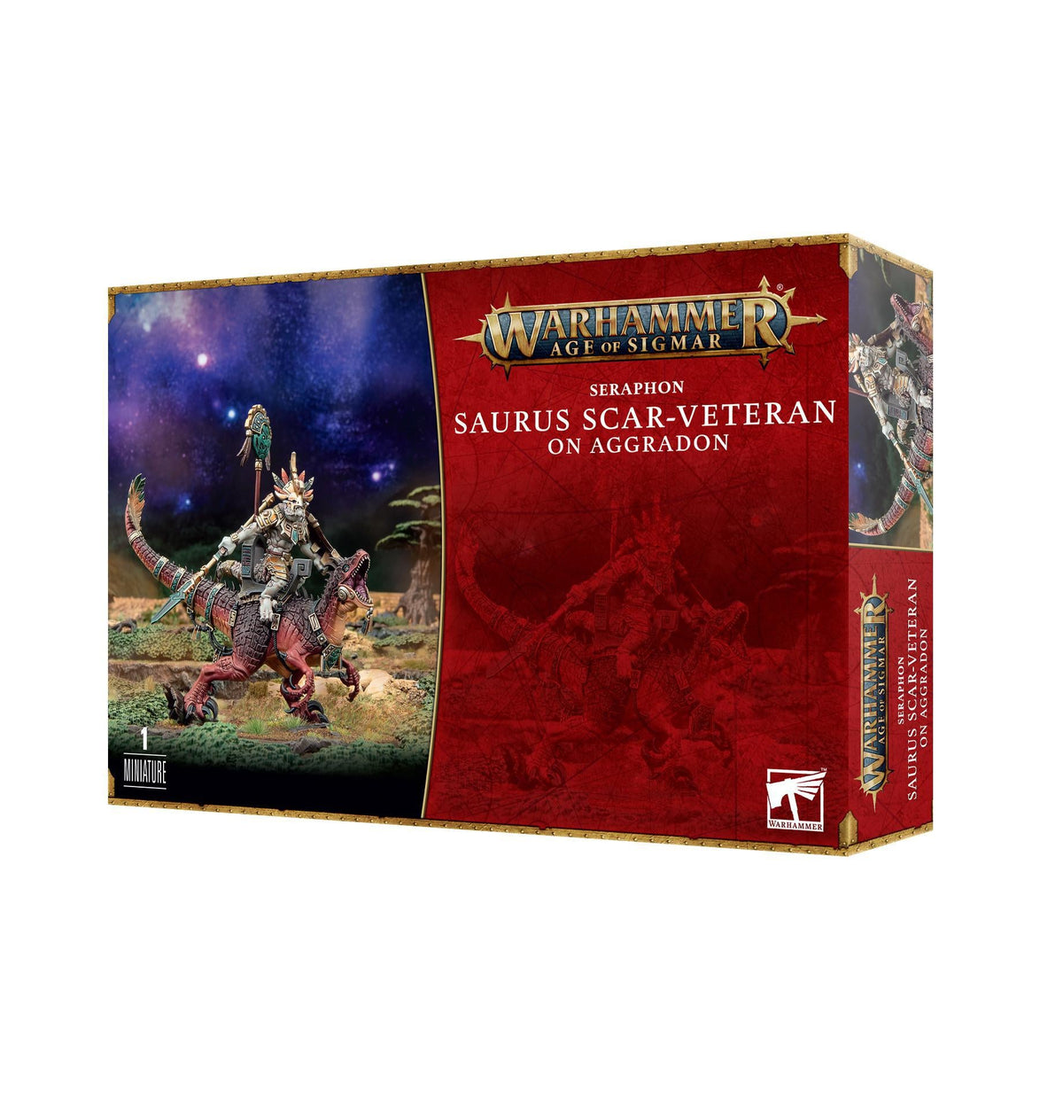 Warhammer Age of Sigmar - Seraphon: Saurus Scar-Veteran on Aggradon - The Feisty Goblin Gamehouse -