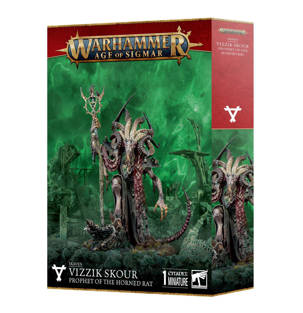 Warhammer Age of Sigmar - Skaven: Vizzik Skour Prophet Horned Rat - The Feisty Goblin Gamehouse -